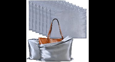 10 Stuks Stofzakken voor Handtassen en Portemonnees – Satijnen Opbergzak met Trekkoord voor Portemonnees, Handtassen en Schoenen (Grijs 60X50CM)