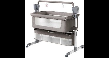 Elektrisch Babybed - Babybedje - Wieg - Babybed - Ledikant - Verstelbare Hoogte - met Muskietennet - Schommelbed - Multifunctioneel - Binnen & Buiten - Met Afstandsbediening - Bluetooth - Lichtgrijs