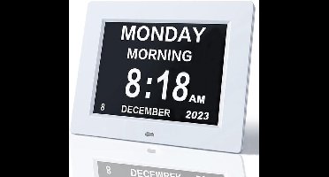 7-inch digitale klok met groot display - geschikt voor mensen met dementie, met dag- en datumweergave, digitale kalender met grote cijfers en instelbare alarmen.