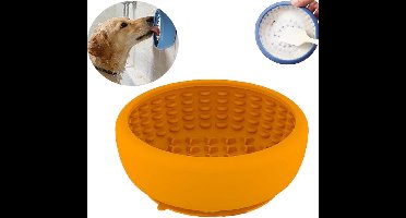 Dog Slow Food Lick Bowl - Diameter 17,5 Cm - Dog Bowl - Antislip Bevriezen Lick Bowl - Voor Het Verrijken En Afleiden Van De Aandacht Van De Hond - Vaatwasser Beschikbaar (Oranje)