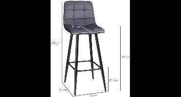 Barstoel – Barkruk – Barkrukken – Barstoel Set – Keukenkruk – Retro Design – Met Voetsteun – Afmetingen 42x47x105 cm – Grijs