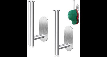 2 stuks hoedenrekken voor baseballcaps – Zelfklevende hoedenhangers van roestvrij staal voor aan de muur – Multifunctionele hoedenorganizer voor kledingkast en slaapkamer, zilver