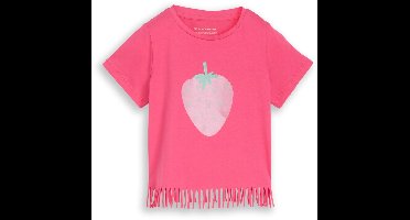 Tom Tailor - T-shirt met franjes - Maat 104/110 - Flashy Pink