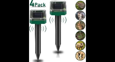 Oneay 4 stuks Ultrasone mollenverjager op zonne-energie, mollenbestrijding, woelmuizenverjager, ongediertebestrijding met IP56 voor in de tuin
