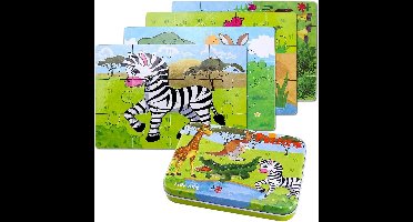 Houten Puzzel Speelgoed - 64 Blokken Houten Puzzel - Kinderen Educatief Speelgoed - Geschikt Voor Jongens En Meisjes Van 3/4/5 Jaar (Dierlijke Stijl)