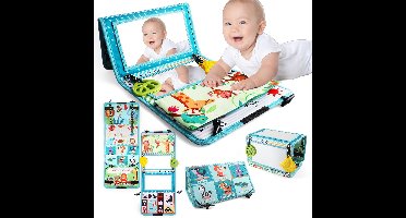 Lachspiegel-stoffenboekje — Opvouwbaar buikspeeltje | Montessori-zintuigspeelgoed voor visuele, auditieve en tactiele stimulatie