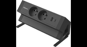 Fellowes Power Desk 2 - Stekkerdoos - Met USB-poort - Type E - Zwart