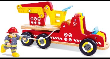Houten brandweerwagen licht en geluid - Hape - vanaf 24 maanden