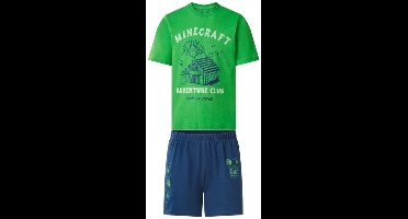 minecraft shortama - Pyjama Kinderen - minecraft - Korte mouw - Maat 122/128 - 100% katoen - groen/donkerblauw