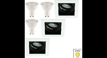 Lybardo - Inbouwspots extra klein 3-pack - Kantelbaar + LED Spot 3W - Warmwit Licht