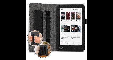 Hoes geschikt voor Kobo Aura Edition 1 – Book Case met Handgreep & Kickstand – Auto/Wake – Zwart