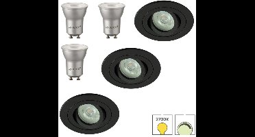 Lybardo - Inbouwspots extra klein 3-pack - Kantelbaar + LED Spot 3.5W - Dimbaar - Warmwit Licht