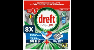 8 x Dreft Platinum plus Allin1 - 30tabs465g - original deep clean vaatwasmiddel