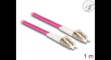 Delock Fiber Optical Cable with metal armouring LC Duplex to LC Duplex Multi-mode OM4 1 m