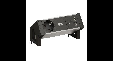 BACHMANN DESK2 ALU ZWART 1x geaard stopcontact 1x USB oplader GST18