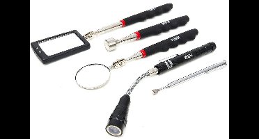 HBM magneetgereedschappenset 5-delig met LED lamp, spiegels en pick-up magneten
