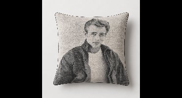 Unique Living - 3 stuks - kussenhoes - sierkussenhoes -grijs - zwart - Film - filmster - James Dean - 45 x 45 cm - rits