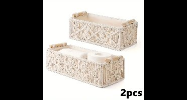 Set van 2 Handgemaakte, Geweven Katoenen Opbergmanden voor op het Aanrecht – voor Toiletplank In Badkamer, Slaapkamer of Woonkamer – Opbergmand in Boho-Stijl