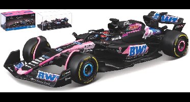 Bburago BWT Racing Alpine A524 - Modelauto - Schaal 1:43 - Zwart/Roze/Blauw