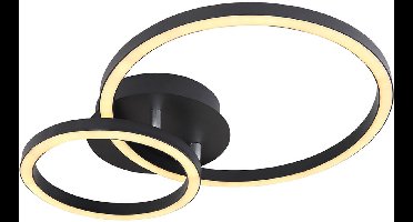 Plafondlamp designlamp plafondlamp rond licht woonkamer ring licht aan te passen, metaal acryl, 1x LED 18W 600Lm, LxBxH 42x30x7,5 cm