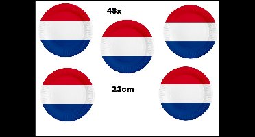 48x Bord 23cm rood/wit/blauw karton - Diner Nederland WK 2026 BBQ thema feest verjaardag feest Holland