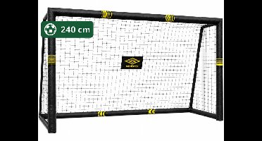 Umbro Voetbaldoel - Voetbal Goal 240 x 160 x 85 cm - Voetbalgoal Groot - Buitenspeelgoed voor Kinderen en Volwassenen - Snelle Montage - Voetbal Training Doel - Metaal - Zwart/ Geel