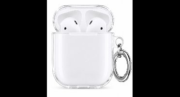 Case geschikt voor AirPods 2 / 1 Gen (2019 / 2016) Hoesje – Transparant TPU Case met Ring - Helder