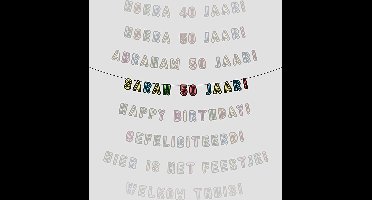 Neon slinger - Sarah 50 jaar - sarah slinger - 50 jaar slinger - glow in the dark - verjaardag