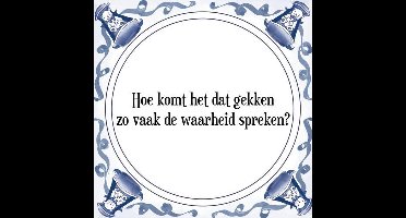 Tegeltje met Spreuk (Tegeltjeswijsheid): Hoe komt het dat gekken zo vaak de waarheid spreken? + Kado verpakking & Plakhanger
