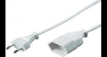 EGB- Verlengsnoer met platte stekkers 5 Meter  Wit
