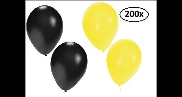 Ballonnen helium 200x zwart en geel - Ballon helium lucht festival verjaardag feest