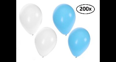 Ballonnen helium 200x lichtblauw en wit