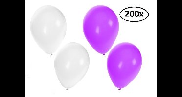 Ballonnen helium 200x paars en wit