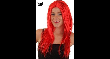 4x Pruik standaard lang rood