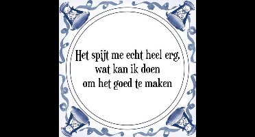 Tegeltje met Spreuk (Tegeltjeswijsheid): Het spijt me echt heel erg, wat kan ik doen om het goed te maken + Kado verpakking & Plakhanger