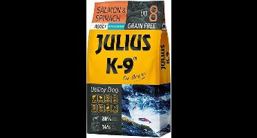 Julius K9 - Graanvrij en hypoallergeen hondenvoer - hondenbrokken op zalm & aardappel basis - voor volwassen honden - 10kg