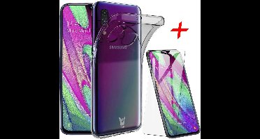 Hoesje geschikt voor Samsung Galaxy A40 Hoesje Transparant + Screen Protector
