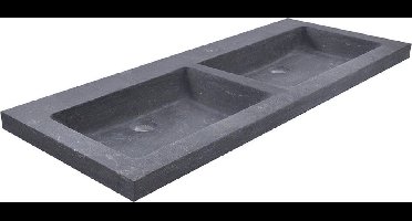 Raw wastafel dubbel zonder kraangaten 120x46x5 cm hardsteen gezoet