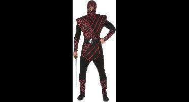 Vegaoo - Zwart ninja kostuum met rode print voor mannen