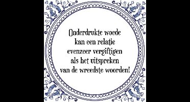 Tegeltje met Spreuk (Tegeltjeswijsheid): Onderdrukte woede kan een relatie evenzeer vergiftigen als het uitspreken van de wreedste woorden! + Kado verpakking & Plakhanger
