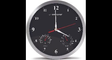 Esperanza Washington | Grote Wandklok ø30cm |inclusief temperatuur- en luchtvochtigheidsmeter | Zwart