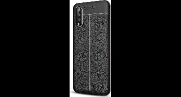 Shop4 - Huawei P20 Hoesje - Zachte Back Case Lychee Zwart