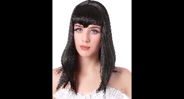 Vegaoo - Lange vampier pruik met franje voor vrouwen - Zwart - One Size