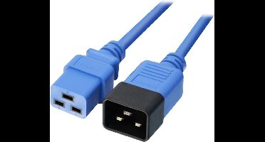 LINDY Apparaat (koud) Verlengkabel [1x Apparaatstekker, male C20 - 1x Apparaatstekker, female C19 16A] 1.00 m Blauw