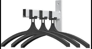 V-Part - Wandgarderobe HIQ 3 hangers - Steel Plastic - zwart, aluminiumgrijs - Kapstok