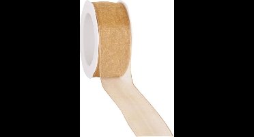 Wired Organzalint Goud 38 mm / 20 mtr. Organza lint met draad