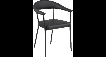 Giga Living Eetkamerstoel Vansta - Zwart PU Leer - Zithoogte 47,5cm - Set van 2