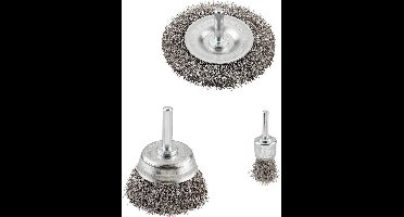 kwb Draadborstelset, 4-delig, staaldraad, gegolfd 597500 1 set(s)