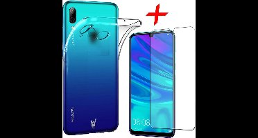 Transparant Hoesje geschikt voor Huawei P Smart 2019 Siliconen Soft TPU Gel Case + Tempered Glass Screenprotector Transparant iCall
