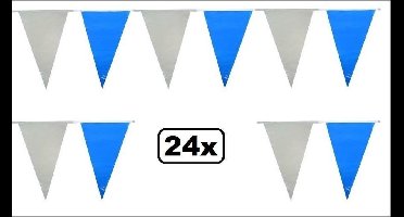 24x Vlaggenlijn blauw/wit 10m - Vlaglijn thema feest festival vlag Apres ski Oktoberfeest